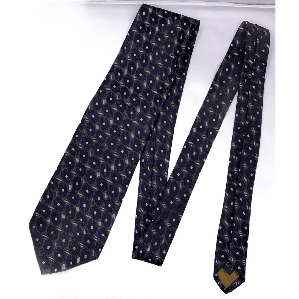 Robert Talbott Studio Tie Blue Brown Gray Geo